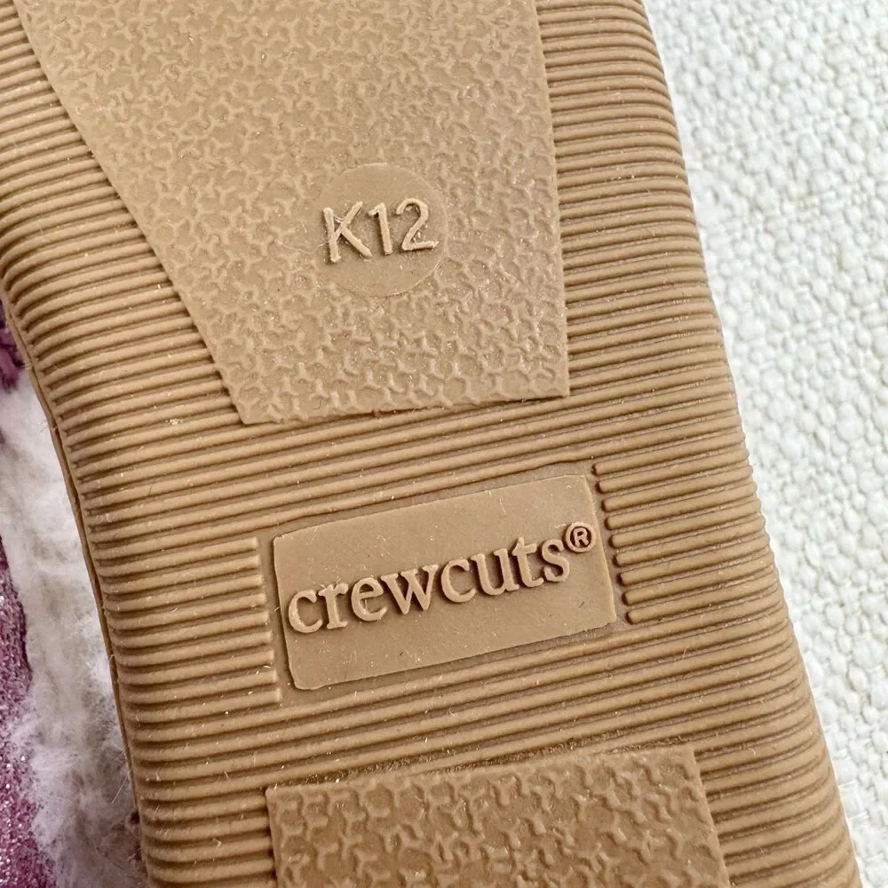 J Crew Youth Glitter Slippers Girls K12 Kids 12 Pink Faux Shearling Moccasin